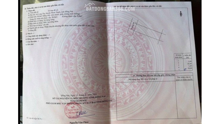 Chính chủ hạ giá cần bán nhanh nền đất mặt tiền lộ giới 47m - Dự án Hud Nhơn Trạch Đồng Nai.